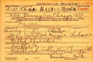 Draft Card, Thomas N. Thornton, 1941
