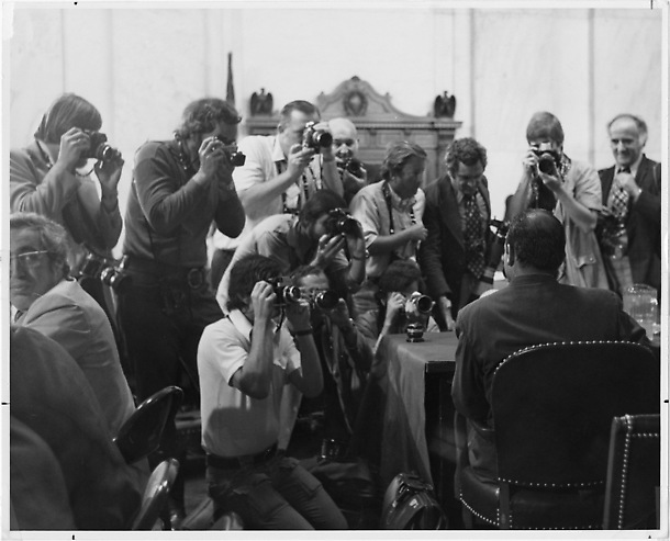 Photographers at a Watergate committee hearing