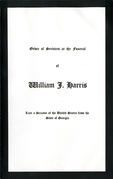 Order of Services, 1932 William J. Harris Funeral (Acc. No. 11.00004.00d)