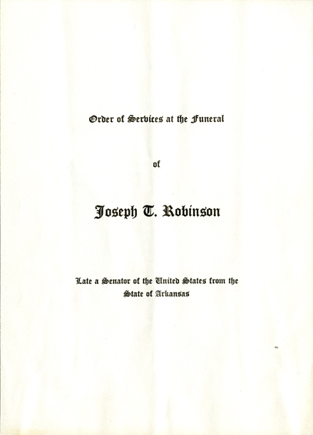 Order of Services, 1937 Joseph T. Robinson Funeral (Acc. No. 11.00045.021)