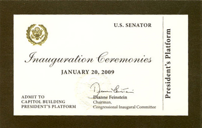 2009 Inauguration Ticket, front