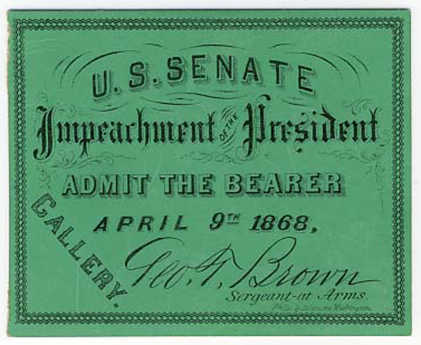 Image: Ticket, 1868 Impeachment Trial, United States Senate Chamber (Cat. no. 16.00068.000)