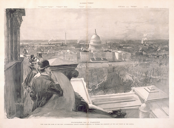 Inauguration Day in Washington. View from the Dome of the New Congressional Library—Crowds Gathering to Witness the Ceremony at the East Front of the Capitol. (Acc. No. 38.00095.002)
