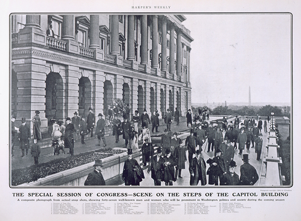 The Special Session of Congress—Scene on the Steps of the Capitol Building (Acc. No. 38.00111.001)