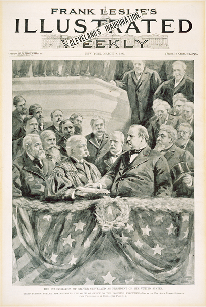 The Inauguration of Grover Cleveland as President of the United States. Chief Justice Fuller Administering the Oath of Office to the Incoming Executive. (Acc. No. 38.00126.001)