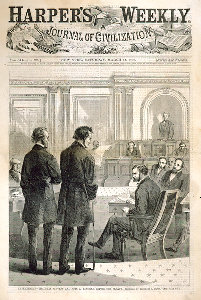 Impeachment—Thaddeus Stevens and John A. Bingham before the Senate. (Acc. No. 38.00310.001)