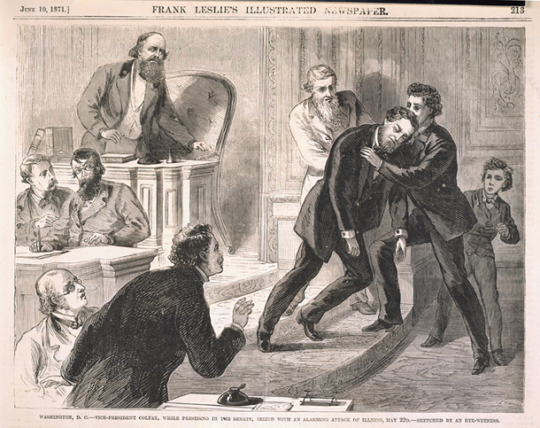 Washington, D.C.—Vice-President Colfax, While Presiding in the Senate, Seized with an Alarming Attack of Illness, May 22d. (Acc. No. 38.00381.001)