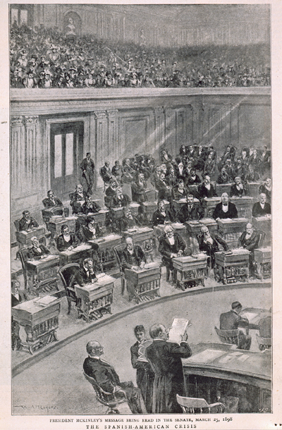 President Mckinley's Message Being Read in the Senate, March 25, 1898 / The Spanish-American Crisis (Acc. No. 38.00385.001)