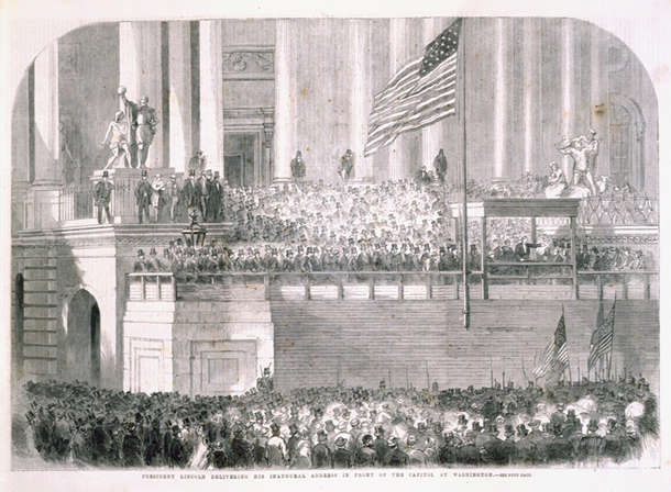 President Lincoln Delivering His Inaugural Address in Front of the Capitol at Washington. (Acc. No. 38.00434.001)