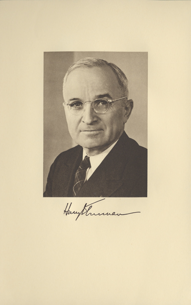 Image of the President from the invitation for the 1949 Presidential Inauguration.