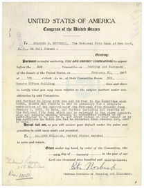Subpoena of Charles Mitchell. January 24, 1933.