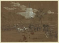 Funeral of Col. Vosburgh. The Hearse approaching the R.R. Depot with Capitol under constrcution in background 