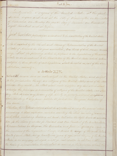 Image: page one of the Fourteenth Amendment