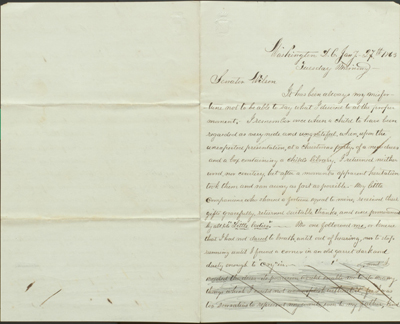 Page one of Clara Barton's Letter to Senator Henry Wilson, Jan 27, 1863