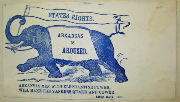 Postcard depicting Arkansas' secession