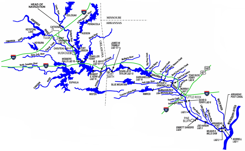 Map of the reservoirs on the Arkansas River