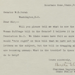 Correspondence of Senator William Borah (R-ID) and Bertha Stull Green, 1914