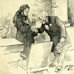 Cartoon Depicting the Seating of the First Woman Senator, Rebecca Felton (D-GA), 1922