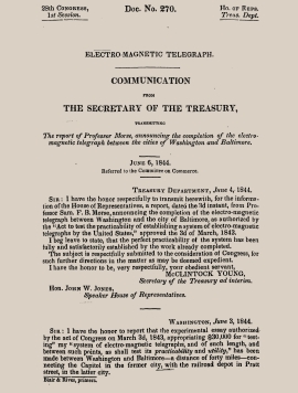 Report of Samuel F. B. Morse, 1844