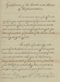 President George Washington’s First Annual Message to Congress, January 8, 1790