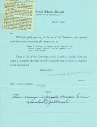 Blue Slip, Signed by W. Lee O’Daniel (D-TX), 1943