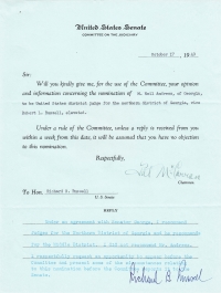 Blue Slip, Senate Judiciary Committee, 1949