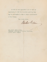Letter from President Woodrow Wilson to Henry Cabot Lodge (R-MA), 1919