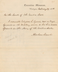 President Abraham Lincoln's Nomination of Ulysses S. Grant to be Lieutenant General of the U.S. Army, 1864