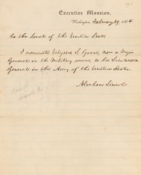 President Abraham Lincoln's Nomination of Ulysses S. Grant to be Lieutenant General of the U.S. Army, 1864