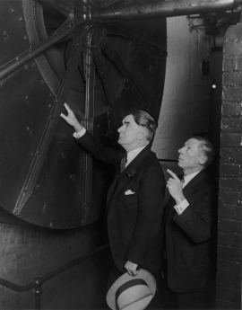 Royal Copeland (D-NY) with R.H. Gay, Chief Engineer of the Senate, Inspecting Ventilation Fan, 1928