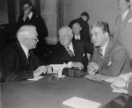 Senator James Couzens, Chairman Duncan Fletcher, and Ferdinand Pecora