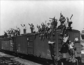 Veterans Arrive in Washington, D.C., via Freight Car, 1932