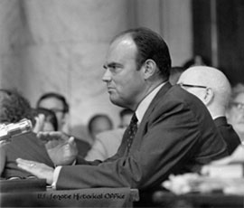 John Ehrlichman, President Richard Nixon's assistant for domestic affairs, testifying before the Watergate Committee.