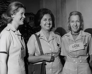 Bethine Church (center), with fellow Senate spouses Helen Jackson and Ruth Case