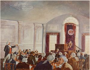 An Artist's Rendition of the Senate Meeting in New York's Federal Hall during the First Congress