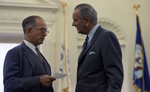 J. William “Bill” Fulbright (D-AR) with President Lyndon B. Johnson, 1968