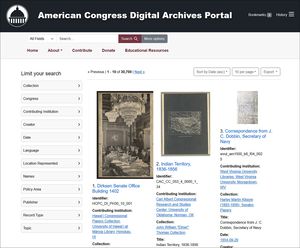 American Congress Digital Archives Portal Web Page