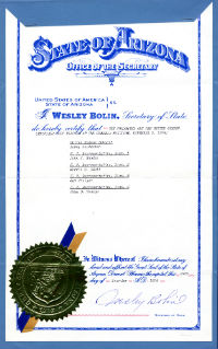 Senator Goldwater's Certificate of Election