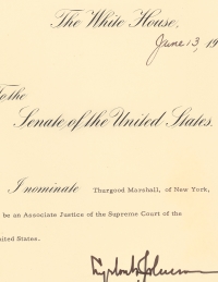 President Lyndon B. Johnson's Nomination of Thurgood Marshall to be Associate Justice of the Supreme Court, 1967