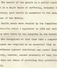 President Franklin D. Roosevelt’s Message Regarding National Health, 1939