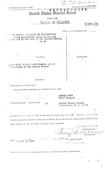 Watergate Lawsuit: United States v. Nixon