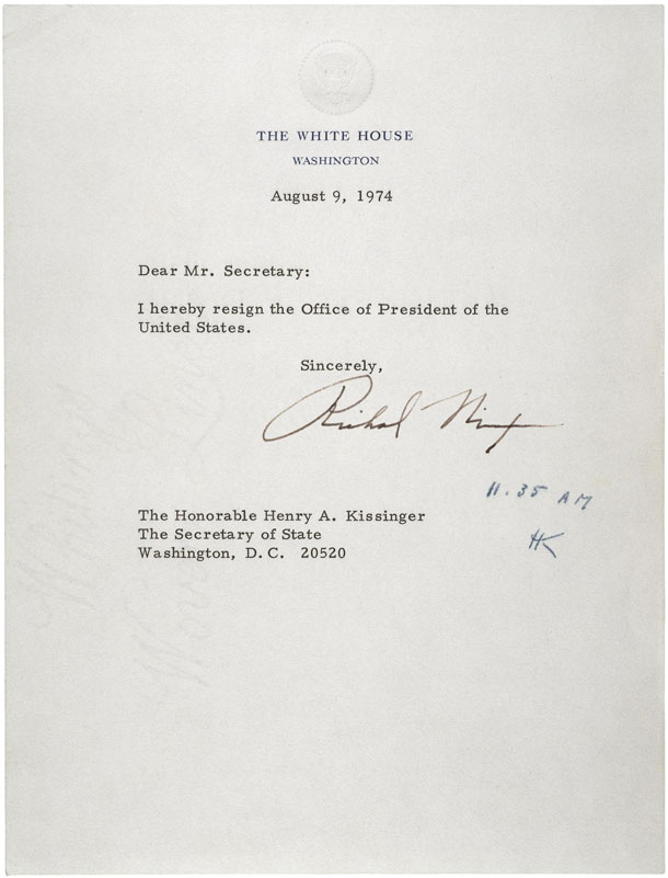President Nixon's Letter of Resignation