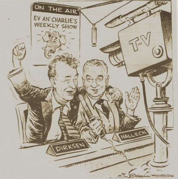 Cartoon by Jim Berryman Depicting the "Ev and Charlie Show," 1961