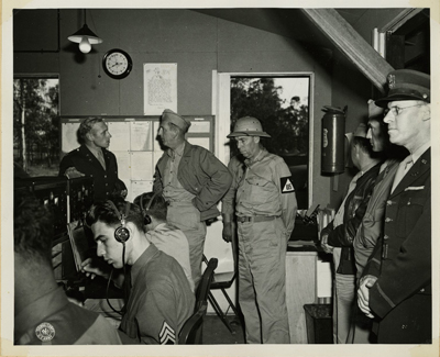 Senators on Combat Tour Inspect Radion Station, 1943.