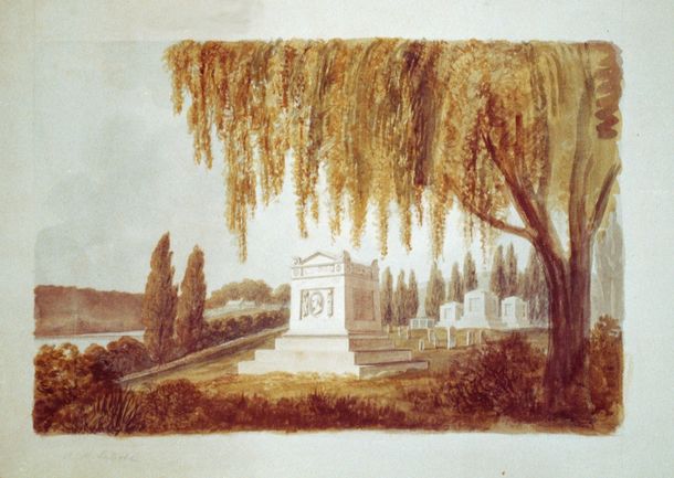 Architectural Drawing for a Monument for Vice President George Clinton, Congressional Cemetery, by Benjamin Latrobe