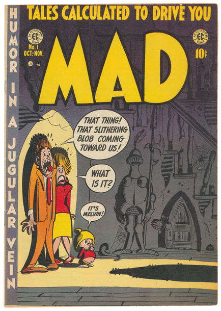 Portada del primer número de la Revista Mad, que en su inicio tenía como tituló Tales calculated to drive you MAD | credit: National Archives and Records Administration