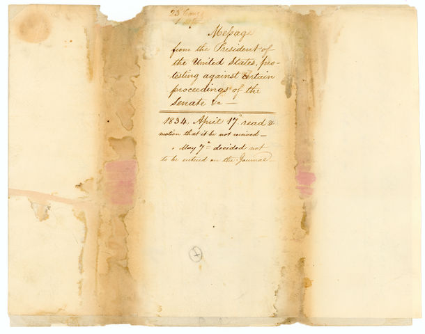 Excerpt of Message of President Andrew Jackson Protesting His Censure in the Senate, 1834