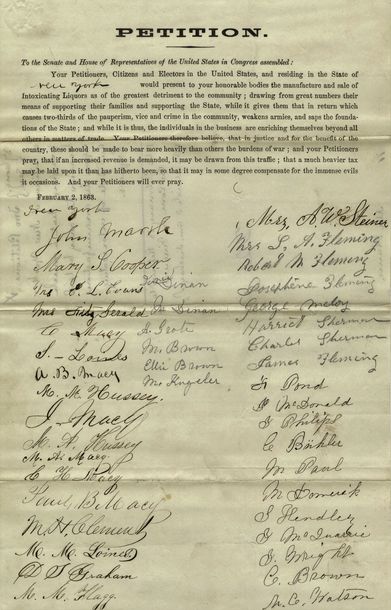 Petitions Referred to the Senate Committee on Finance Regarding the Passage of the Revenue Acts of 1861 and 1862