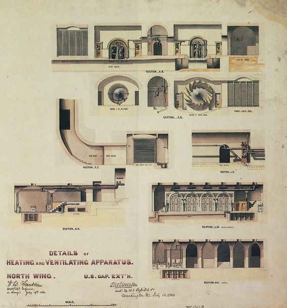 Details of Heating and Ventilating Apparatus, North Wing, U.S. Capitol Extension, 1860