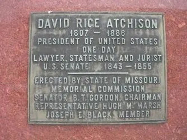Plaque Affixed to Statue of David Rice Atchison (D-MO), Plattsburg, Missouri